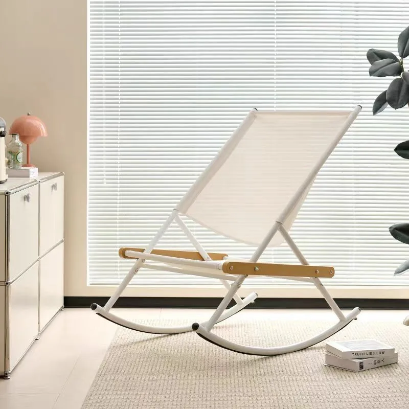 Cloth Single Swingable Chaise Lounge Comfortable White X-structure Chaise Lounge Metal Base High-quality Simple Home Furniture
