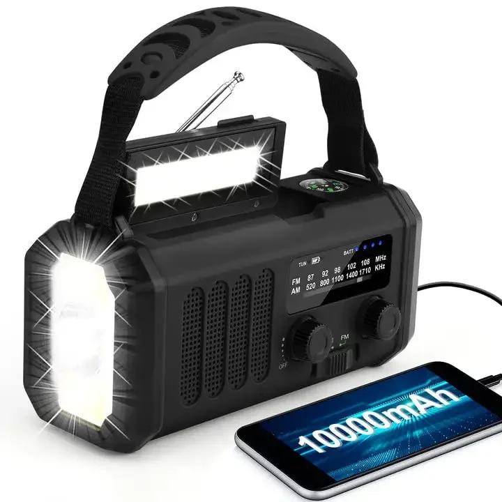 

10000mah Emergency Radio Solar Hand Crank Radio AM/FM/SW/NOAA Weather Alert Portable Radio with Flashlight Reading Lamp