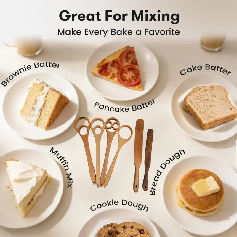 Wooden Seamless Bread Dough Whisk Pizza Pastry Danish Dough Hook & Spurtle Kitchen Baking Kit for Mixing Sourdough,Egg and Flour
