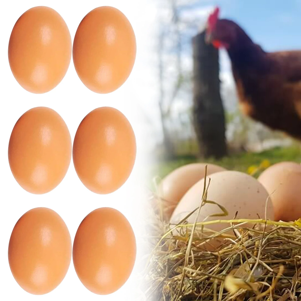 

6 Pcs Fake Wooden Chicken Eggs Help Hen Lay Eggs Agricultural Tool for Chicken Nesting Accessories