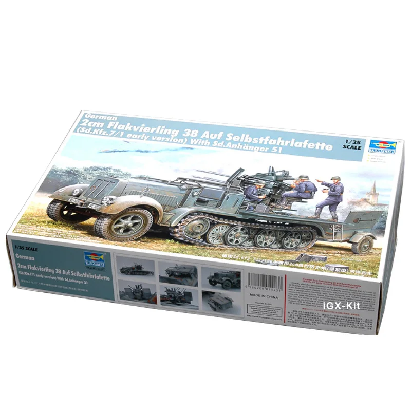 Trumpeter 01523 1/35 German 20MM Quadruple  Sd.Kfz.7/1 Half Track Self Propelled Gun Plastic Assembly Building Model Kit