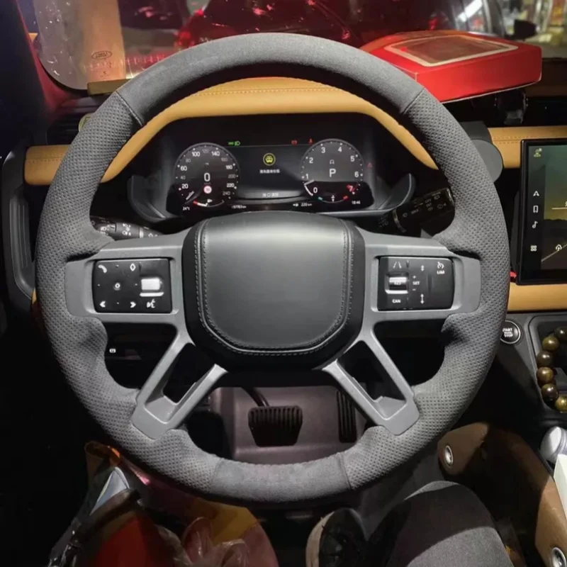 Funda de Volante de Cuero Cosida a Mano para Land Rover Defender 110, Discovery 4, Discovery 5, Freelander 2 2014-2024, Accesorios Interiores