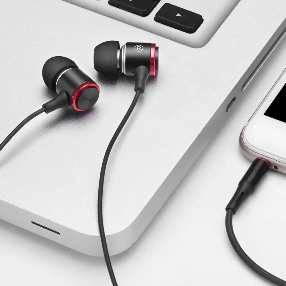 

3.5mm Wired Earphone HiFi Stereo Noise Cancelling in Ear Earphones Wire Control with Mic Wired Headset Phone/tablet/laptop