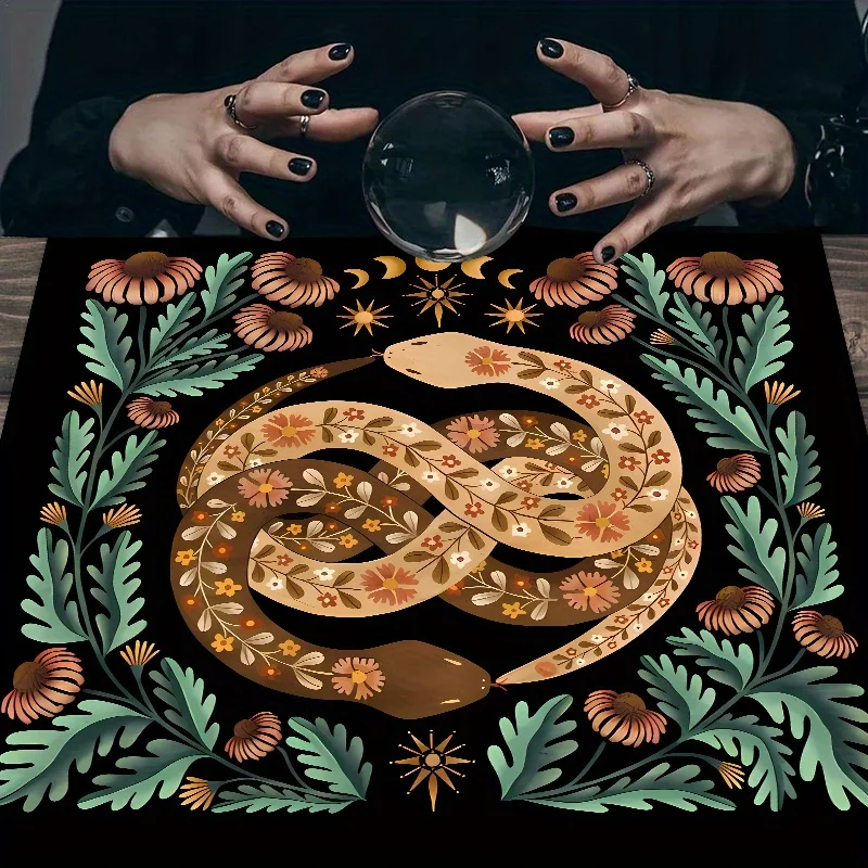 VIKAMA Magisches Schlangen-Altartuch – Lebendiges Tarot-Layout-Design, geeignet für Tarot-Lesungen, Brettspiele und spirituelle Übungen