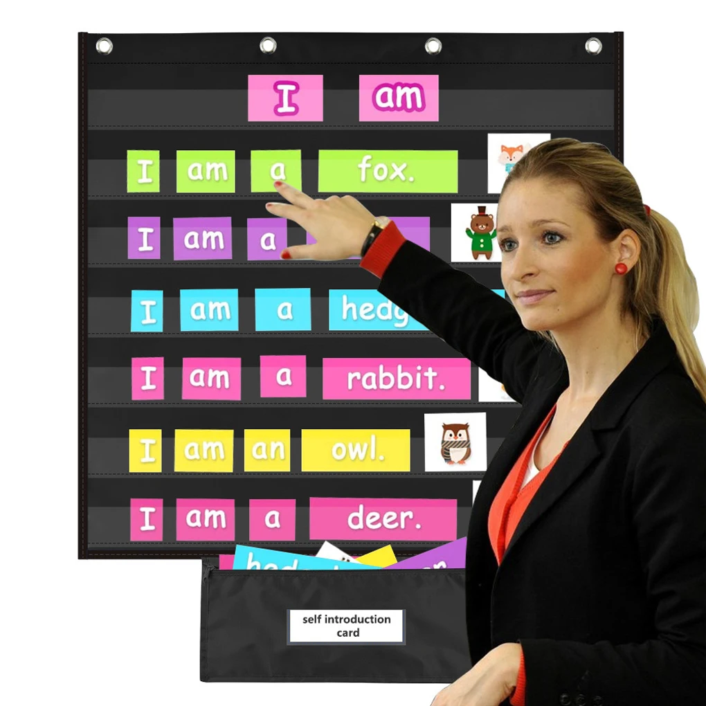 مخطط جيب قياسي كبير لمستلزمات التدريس في الفصل الدراسي والمدرسة المنزلية، مخطط جيب متين للفصل الدراسي لجدار المفردات