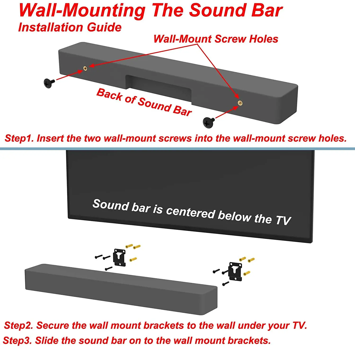 Wall Mount Bracket Drilling Speaker Holder for Vizio Soundbar S3820W-C0 SB3851-C0 SB4051-D5 S5430W-C2 SB3651-E6 S2920W-C0