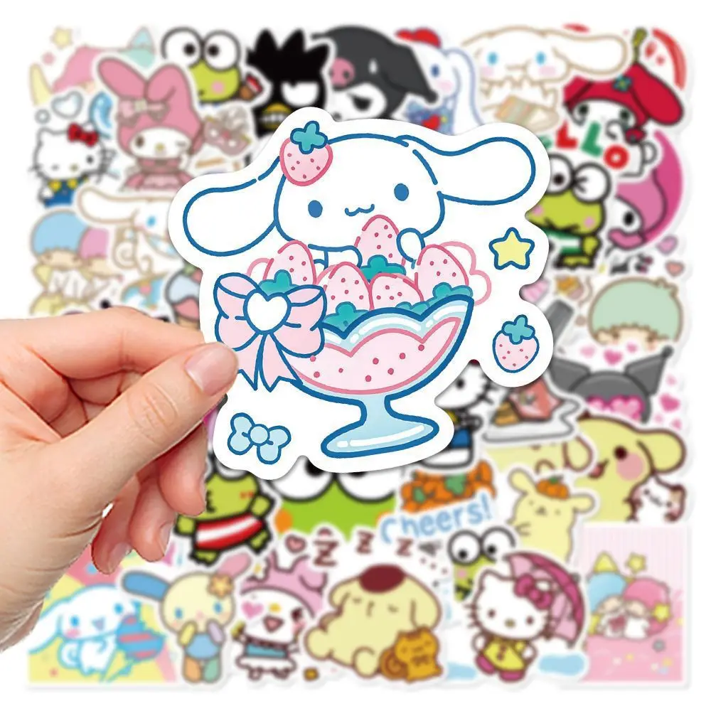 Sanrio 100pcs Kawaii My Melody Kuromi HelloKitty Stickers for Kids DIY Laptop Phone Diary Cute Cartoon Sanrio Sticker Decals