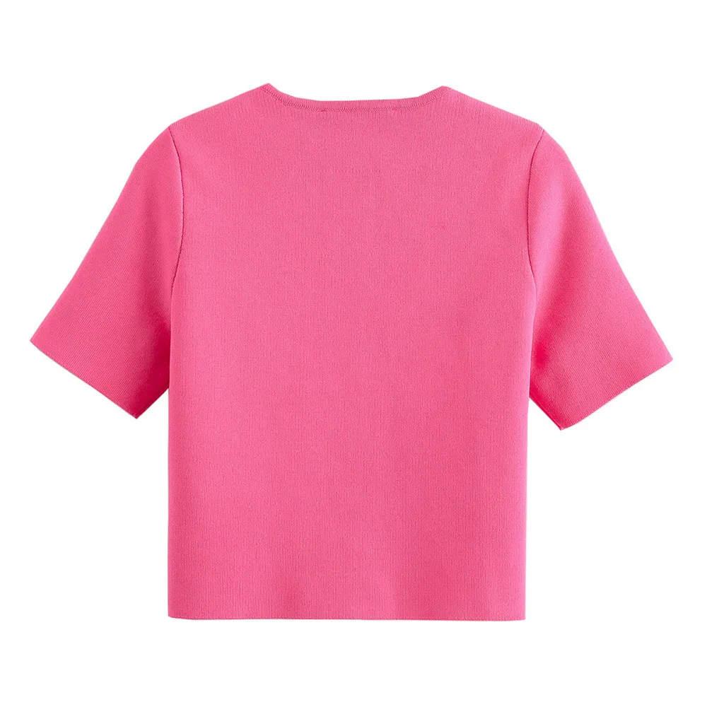 2024 Letnia nowa moda damska Casual European and American Style Design Sense Flat Needle Short Top