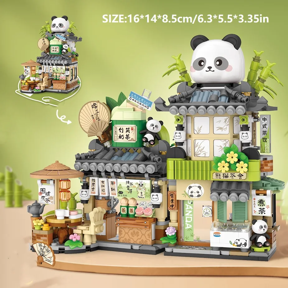 LOZ Mini city landscape building model Building Blocks Cafe Tea House Cute Bear children adult Christmas holiday gift image 2