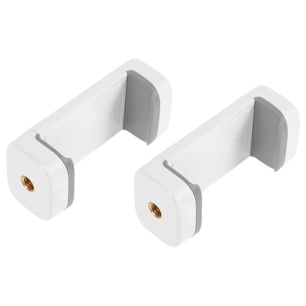 

2 Pcs Mobile Phone Holder Cell Accessories White Plastic Tripod Clip Attachment