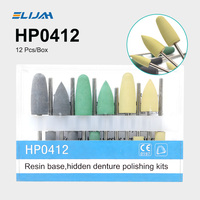 ELIJAH HP0412 12Pcs/Kit Dental Resin Base Hidden Denture Polishing Kits for Low Speed Contra Angle Handpiece Dentistry Tools