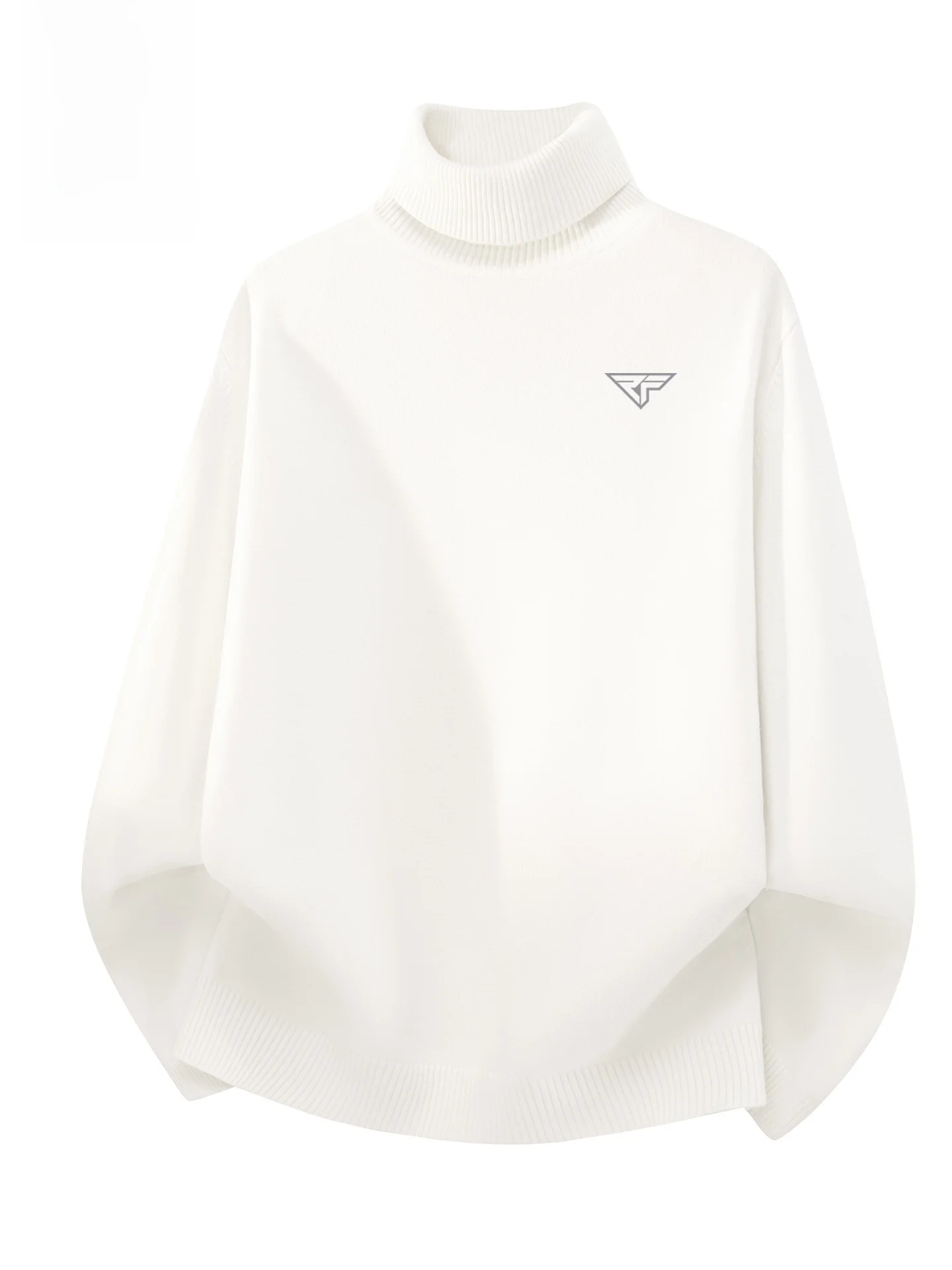 

M High Collar Knitted Sweater Basic Sle White Warm Winter Faion Soft Polyester Blend Long Sve Crew Ne