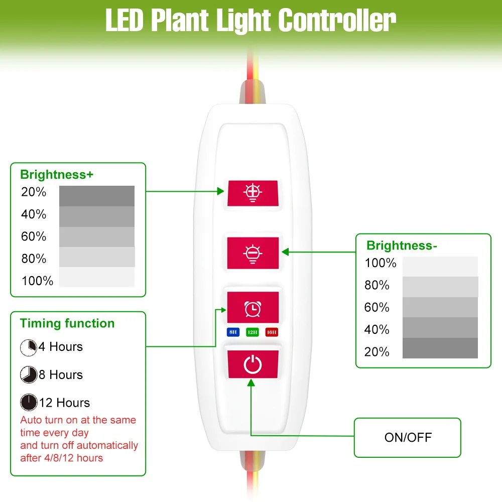 LED داخلي النبات تنمو قطاع أضواء الطيف الكامل توقيت 4H/8H/12H السيارات تشغيل/إيقاف زهرة العصارة وعاء النباتات زراعة مصباح DC5V