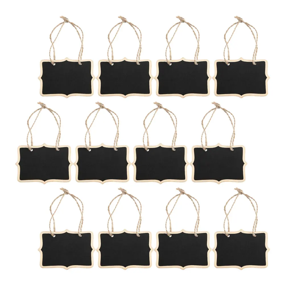 

12 Pcs Wooden Hanging Blackboards Blackboard Kids Double sided Chalkboard Hanging Decor Reusable Smooth Surface Small Basket