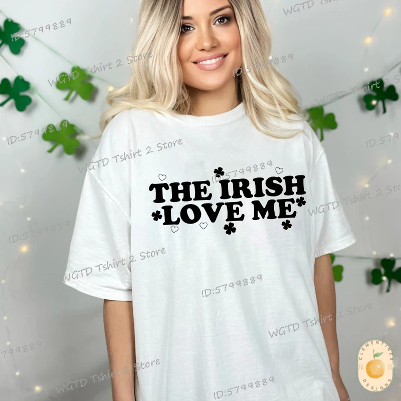 The Irish Love Me Women's St. Patrick's Day T-shirts Irish Celebration Outfit in Style St Patricks Day Patty Shamrock Tops Tees