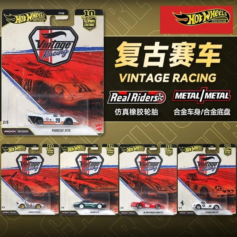 Hot Wheels Car Culture VR, Serie de Autos de Carreras Vintage, Modelos Porsche 917K, Ferrari, Jaguar, Neumáticos de Goma, Autos de Aleación