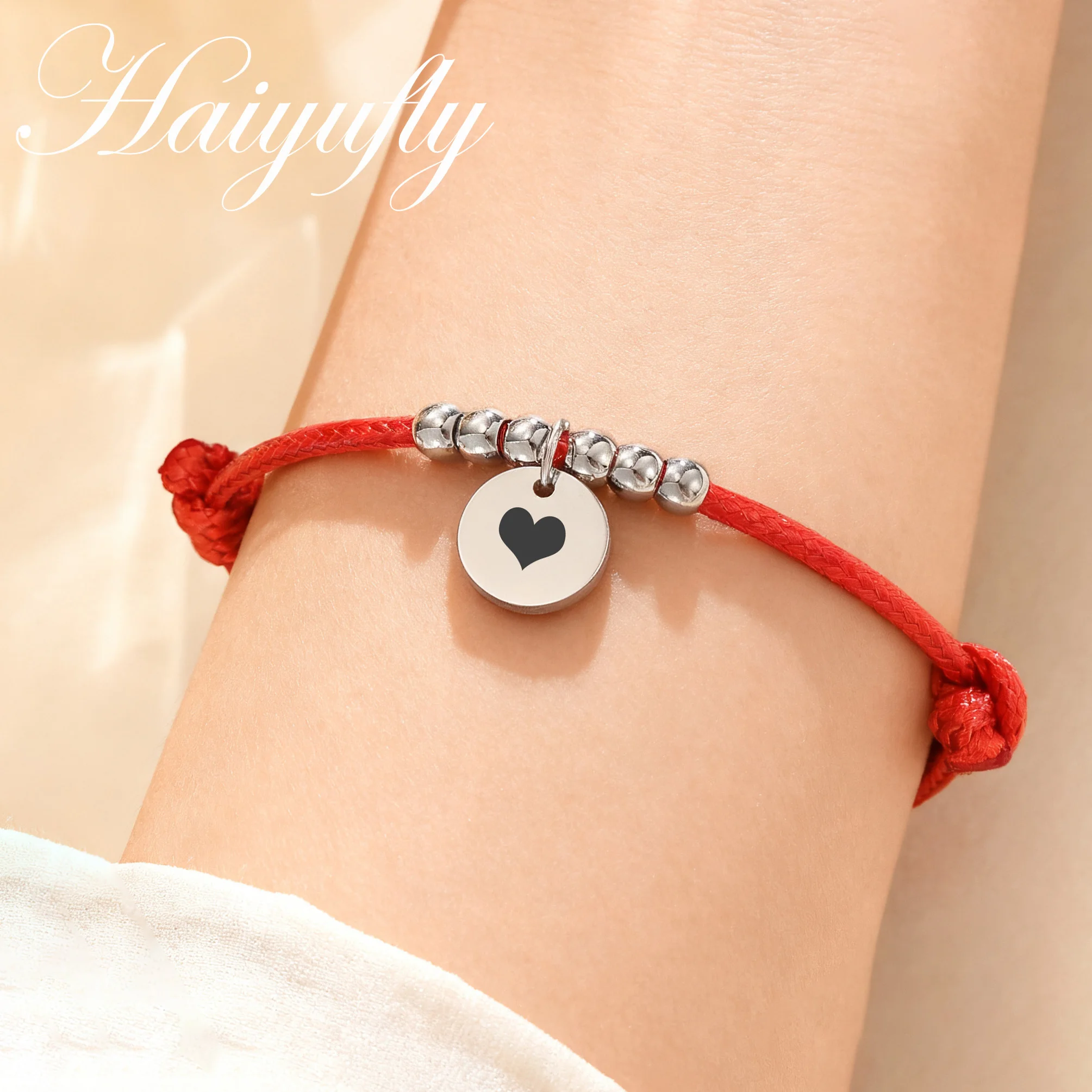 

Haiyufly Engrave Name Bracelet for Women Stainless Steel Jewelry Custom Adjust Braided Rope Chain Personalized Christmas Gift