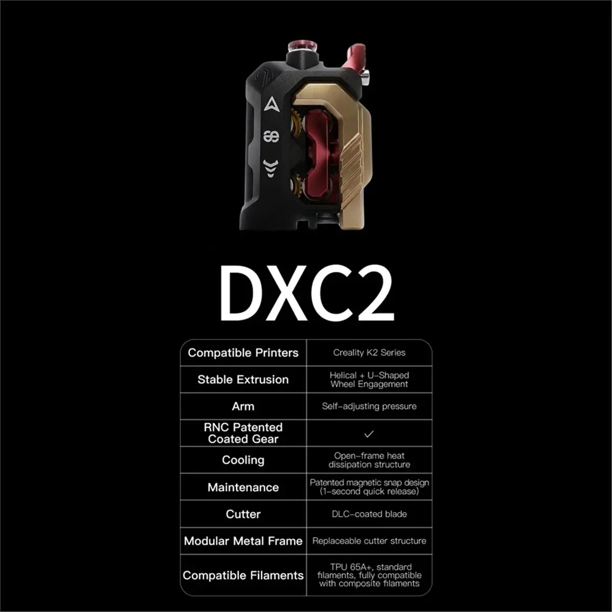 AA80 DXC2 Extruder for K2 Series One Snap Away D3vil Fang Cutter System- Cutting for K2 K2PRO K2PLUS