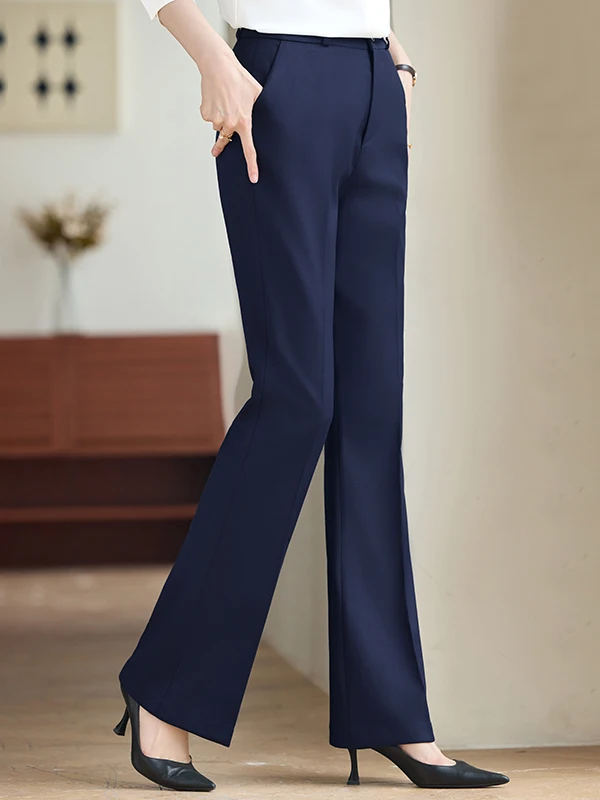 Elegant Work Pants Women's Spring Autumn Winter Straight Leg Suit Pants Commuting Office Bank Job Drapey Professional Flared ...