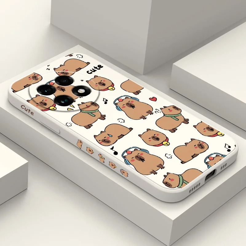 Cute Capybara Phone Case For Oneplus 13 13R 12 12R 11 11R 10 10R 10T 9R 9RT 9 8T 8 7 7T Pro Liquid Silicone Cover