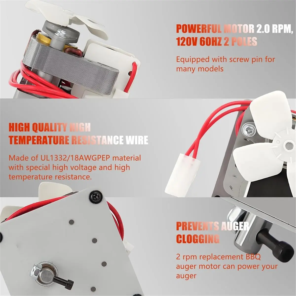 (AIMA) 2.0 RPM Auger Motor Replacement Parts,for Traeger, Pit Boss, and Camp Chef, Wood Pellet Grill Smokers