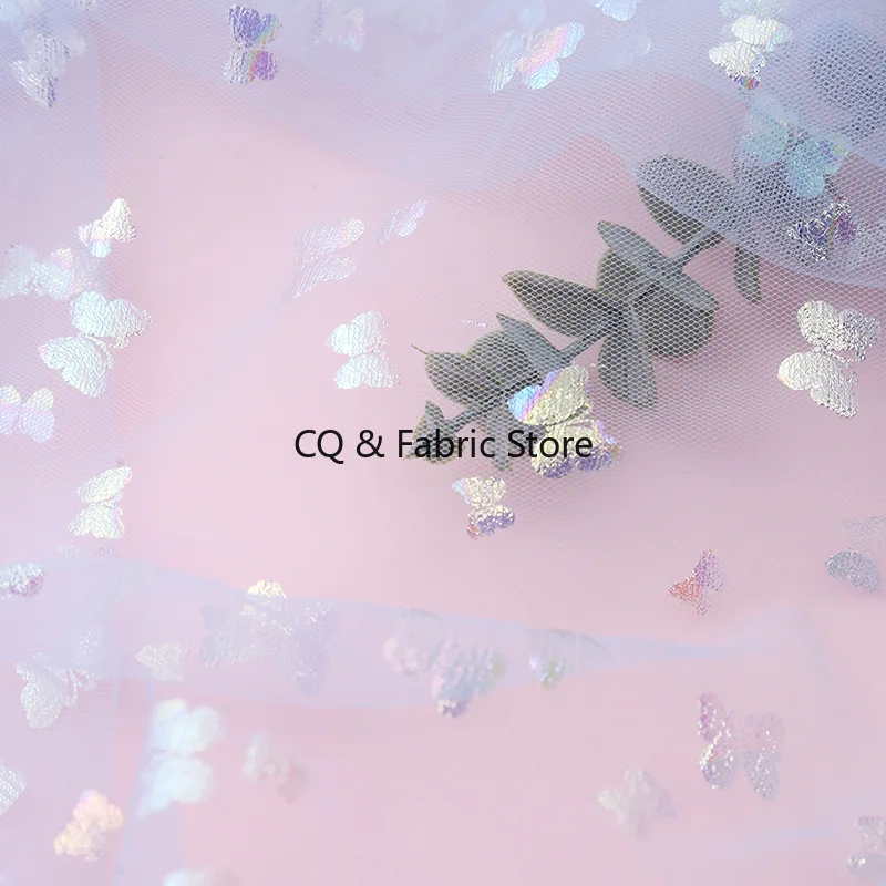 Tessuto di tulle a rete con motivo fiocco colorato da 2 metri per abbigliamento per bambini, abito, gonna gonfia, tessuto di design