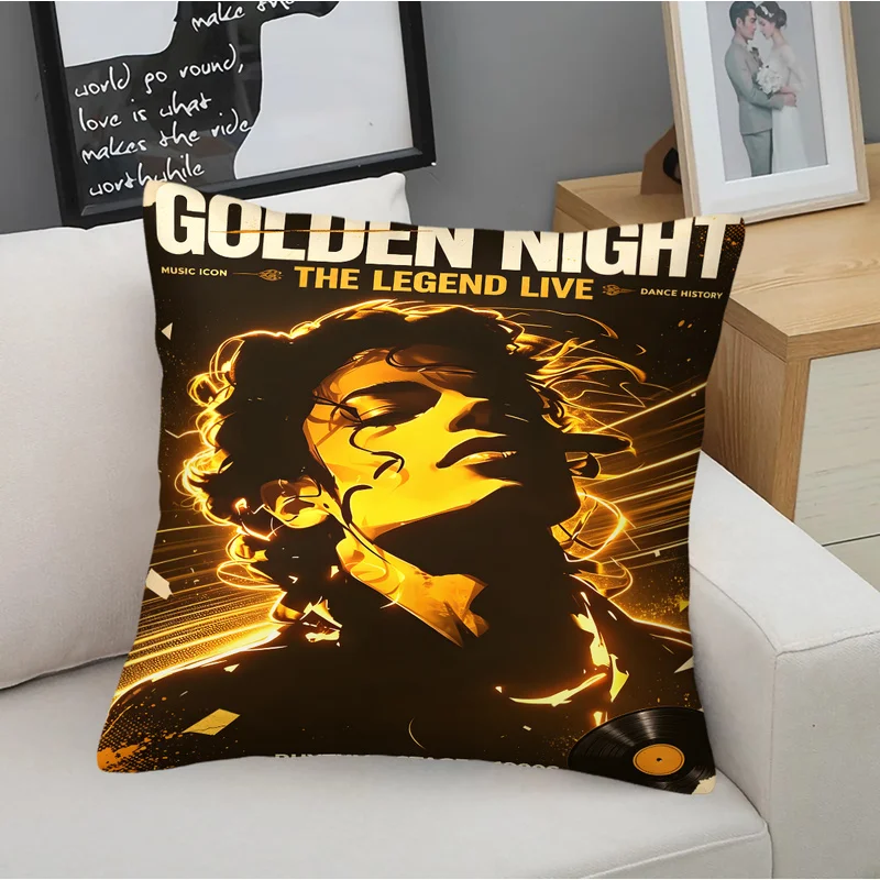 Pop Icon Michael Jackson Throw Pillow With Pillow Insert King Of Pop Stage Print Square Cushion Retro Legend Bed Sofa Decor Gift