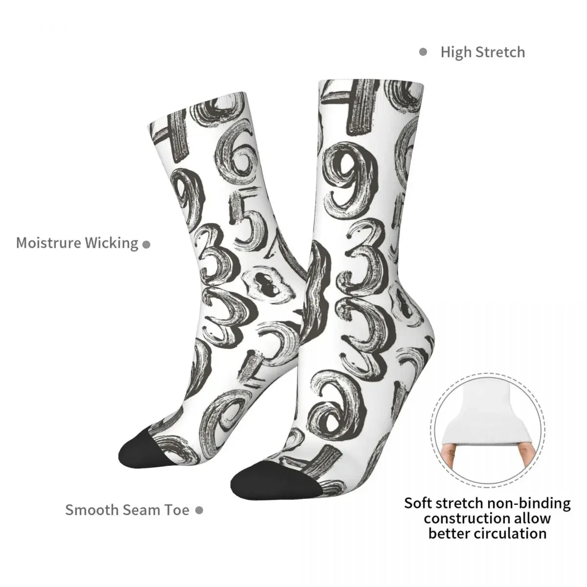 Numbers Socks Harajuku High Quality Stockings All Season Long Socks Accessories for Man's Woman's Birthday Present