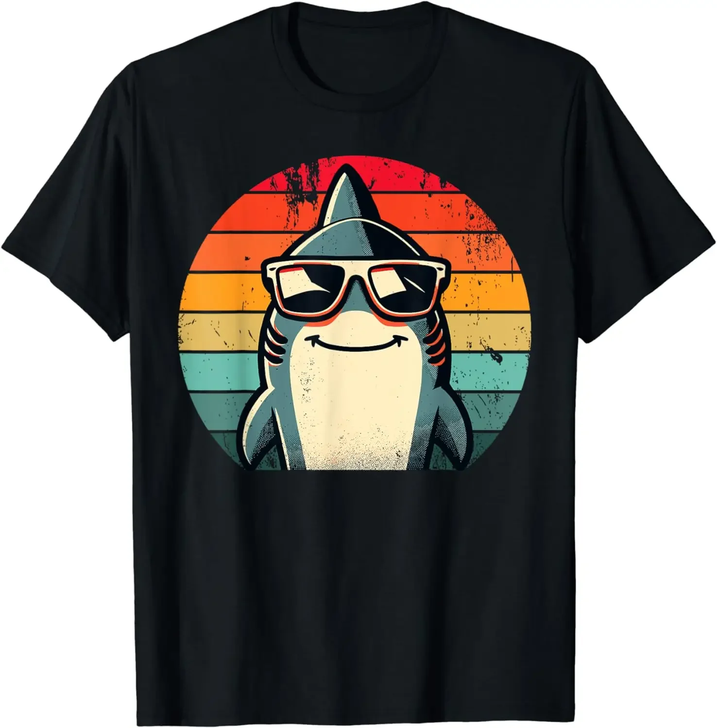 2024 summer tops Cool Retro Shark in Sunglasses 70s 80s 90s Funny Shark T-Shirt