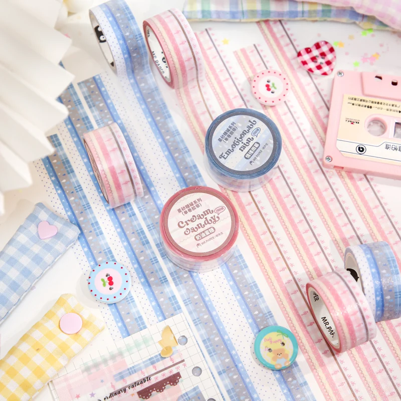 

1 Roll Korean Star Sand Theme Glitter PET Tape for DIY Journal, Photo Frame Collage Material, Scrapbook, Phone Case Decoration