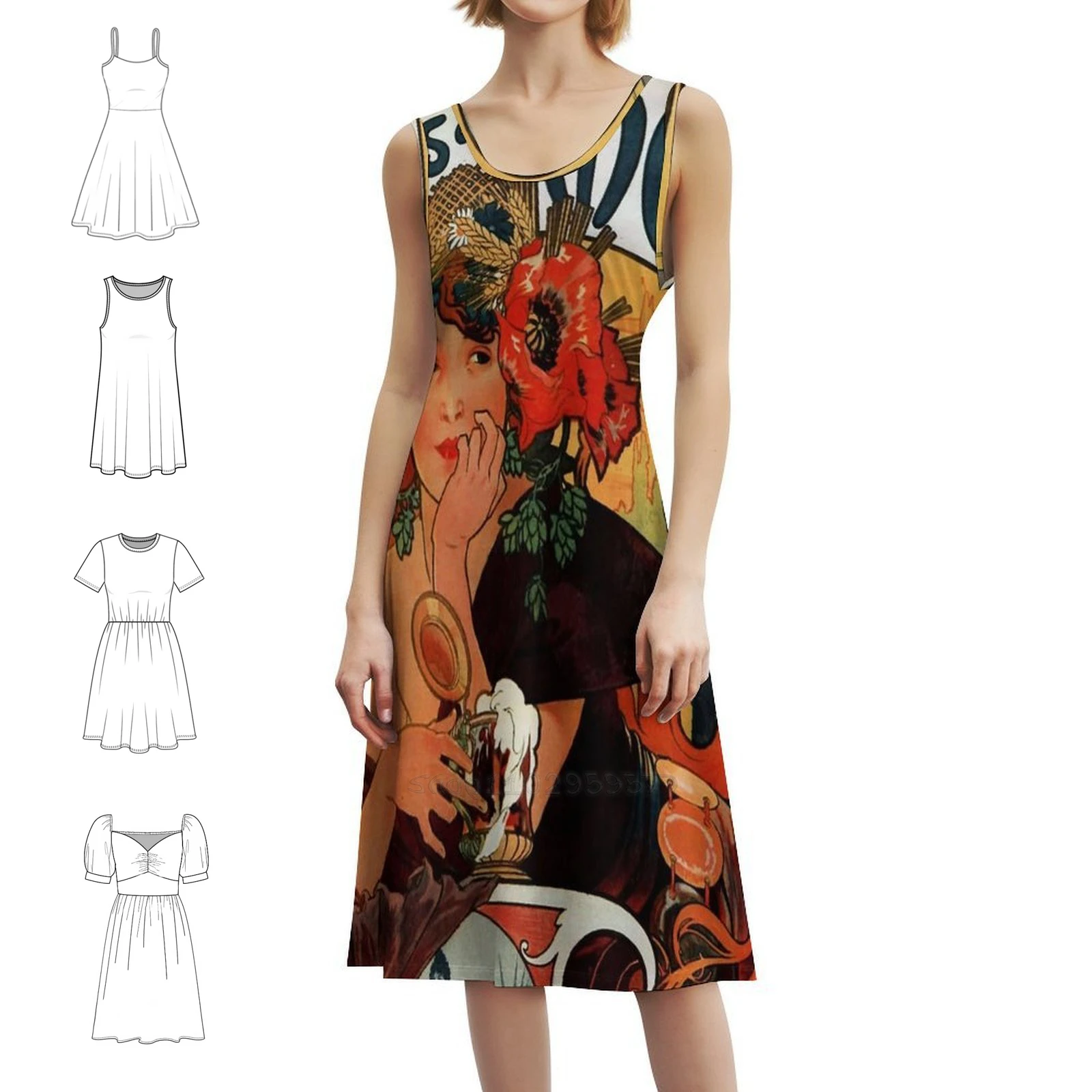 Beer Of The Meuse-Alphonse Mucha-1897 فستان بوهو أنيق أنيق لحفلات الزفاف على الشاطئ بيرة Meuse Alphonse Mucha #1