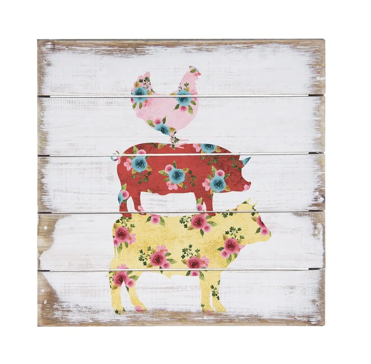 Interesting Metal Tin Sign Stacked Farm Animal Sign - Rustic Tin Signss - Cow Pig Chicken - Kitchen & Dining - Farm Animals