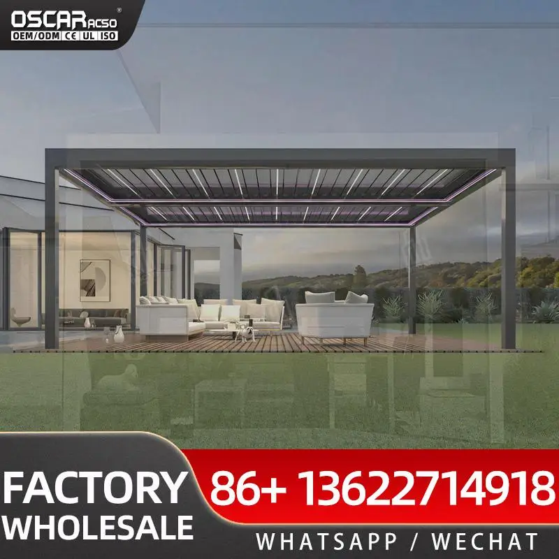 Fixed Roof Pergolas Luxury Bioclimatic Aluminum Outdoor Customized Home Furniture Garden Canopy Awning Gazebo pergolas