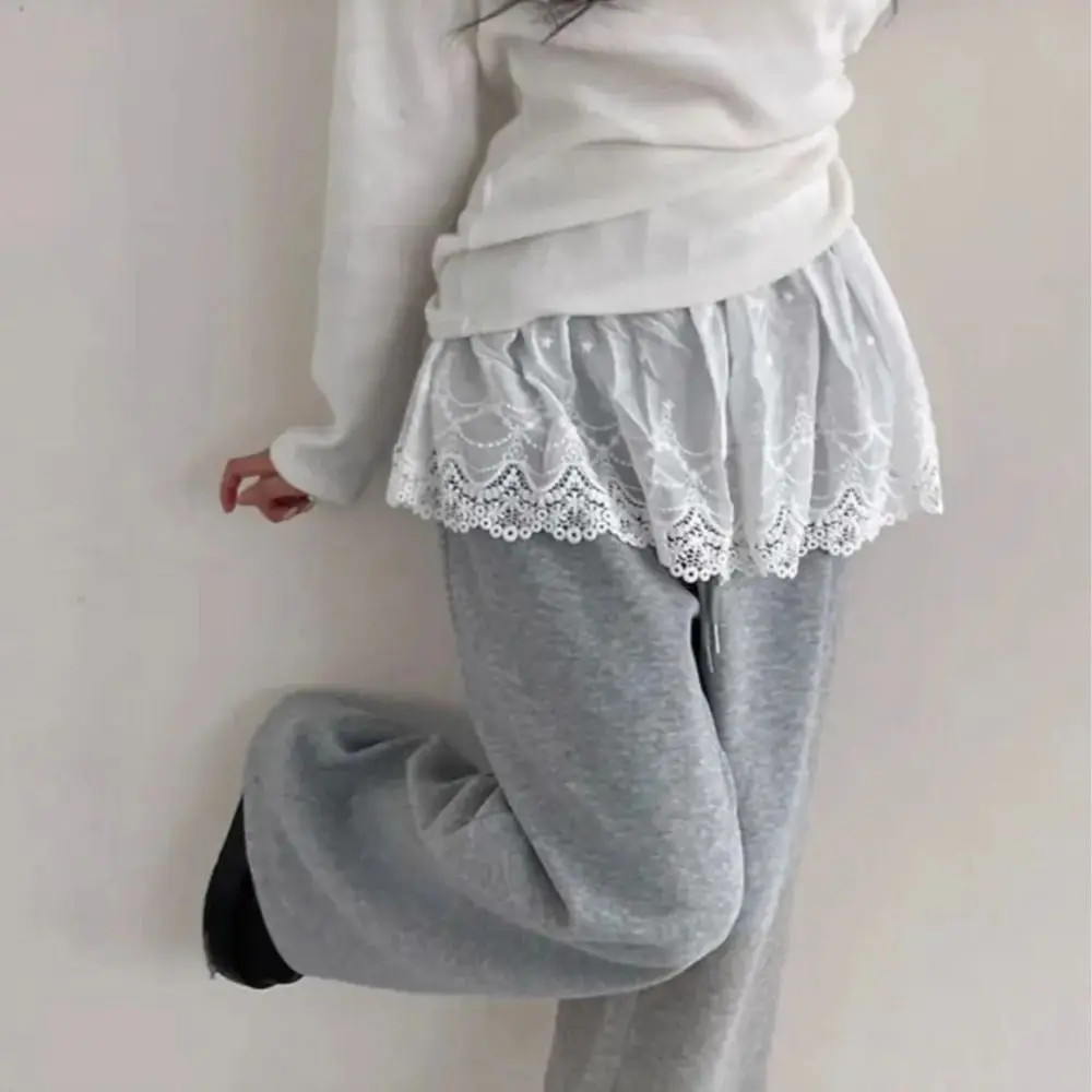 

Embroidery Flower Lace Underskirt Slips Anti-glare Korean Style Lace Safety Short Skirt Hight Waist Y2K Sweet Mini Short Dress