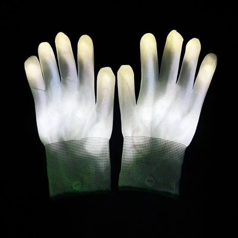 MiBoce Guantes LED Intermitentes, Guantes Luminosos De Un Solo Punto, Accesorios para Actuaciones En Escenario, con 4 Lámparas, Recargables para Fiestas, Discotecas, Clubes, Espectáculos De Danza