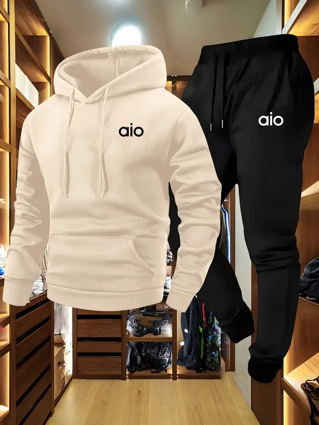جديد الرجال كتلة اللون هوديي و Sweatpants مجموعة 2025 نسيج ناعم الخصر الرباط أنيق أسود أبيض طباعة الملابس للرجال
