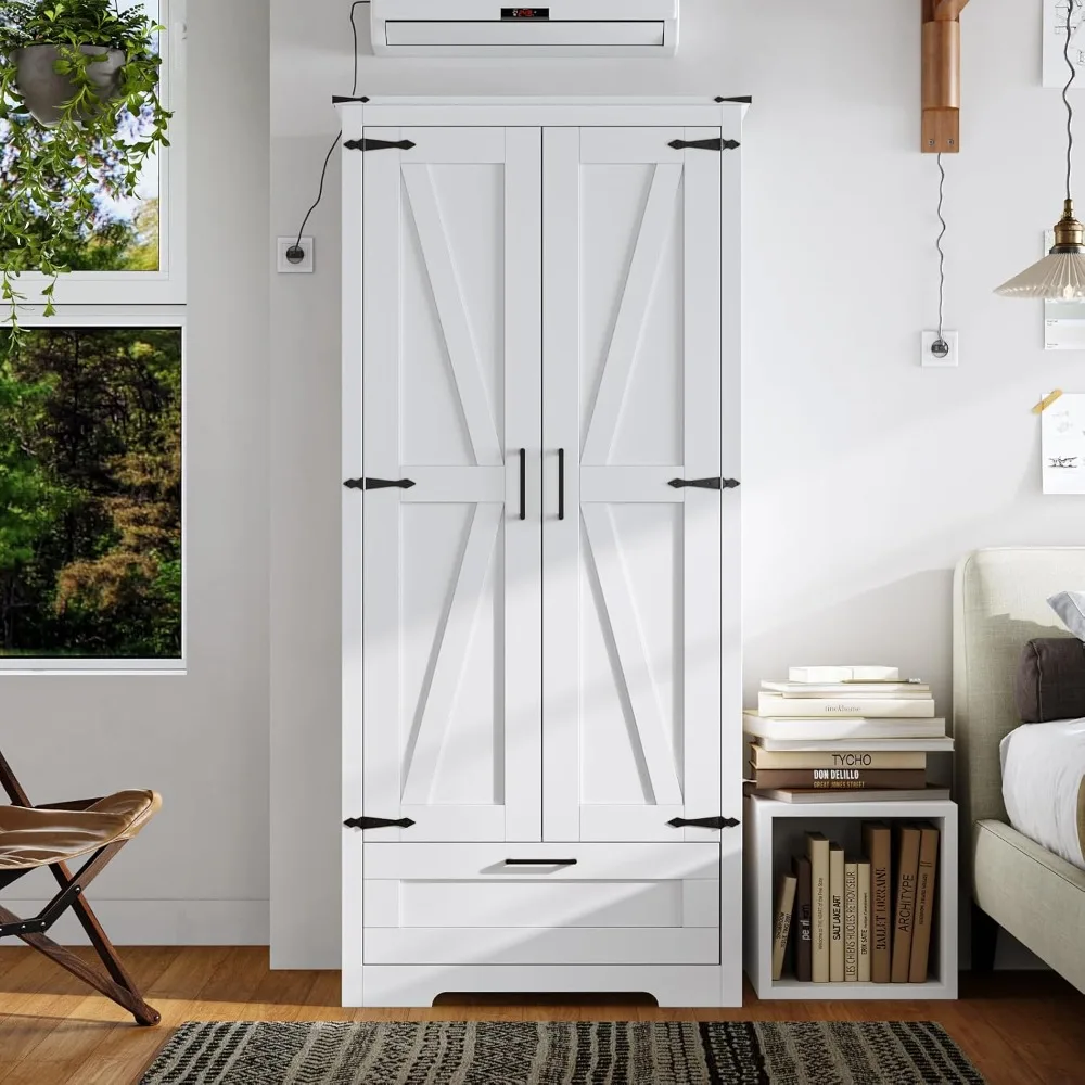 

stylish wooden wardrobe with double doors for bedroom storage and hanging