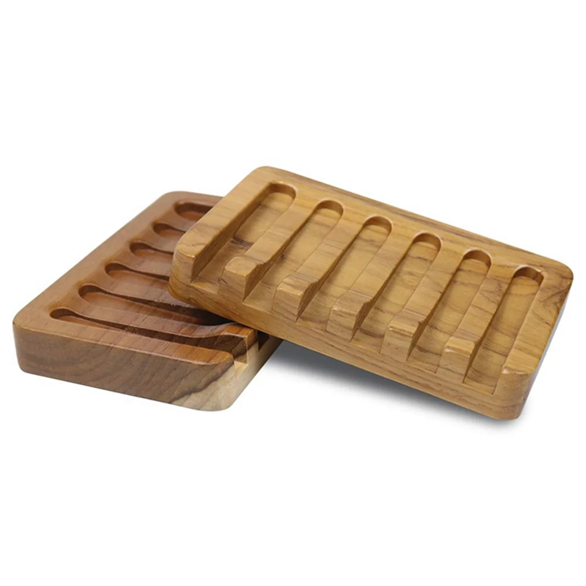 Soap Dish with Slanted Waterfall Design, Bar Soap Holder Teak Wood, Soap Saver for Shower,Bathroom, Sink,