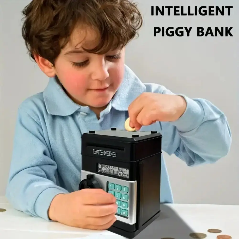 Electronic Piggy Bank Automatic Mini Safe Coins Cash Saving Money Box Password Counter Code Key Lock Coin Bank ATM Child Gift