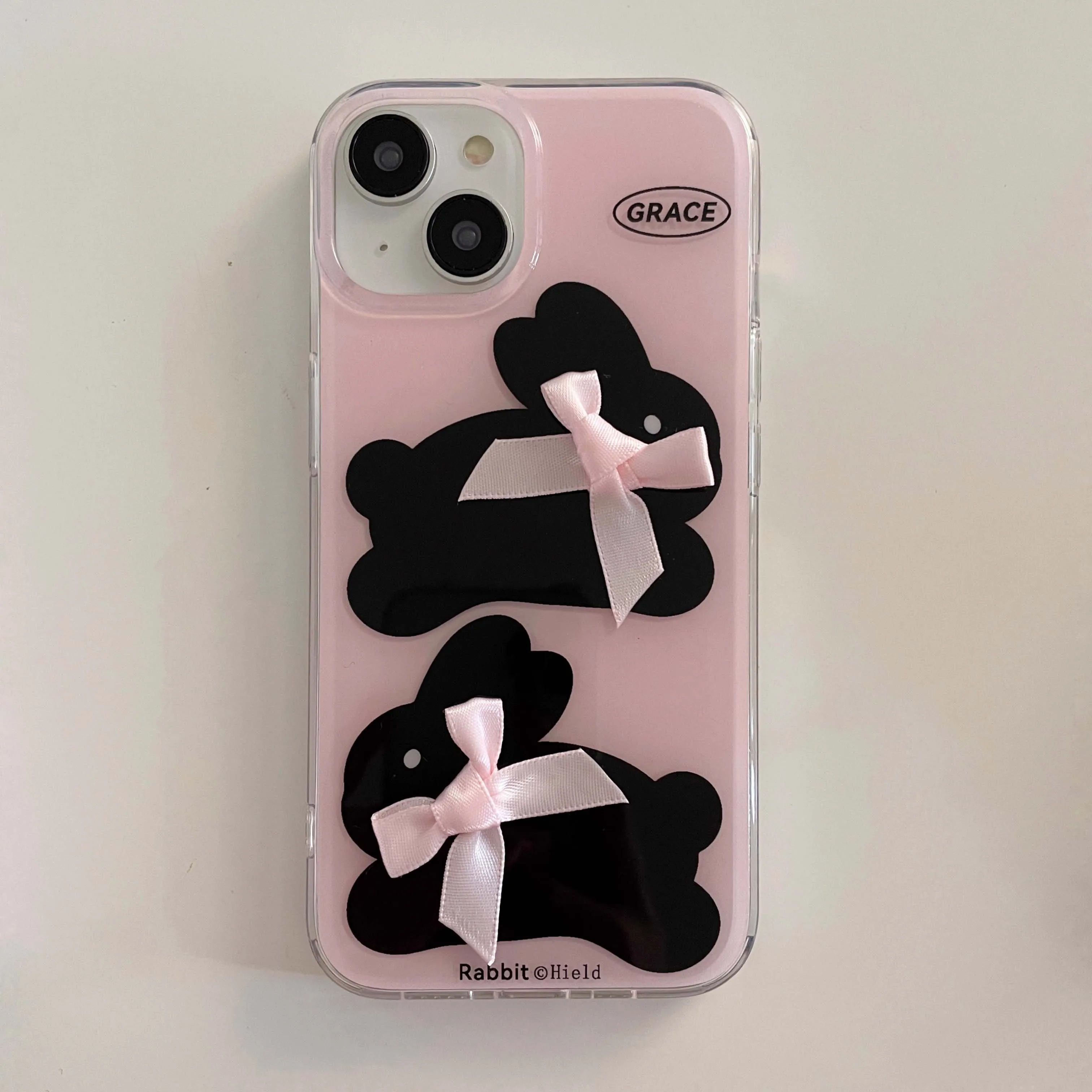 Ins pink imd rabbit black bunny phone case for iphone 13 promax 11 12 14 15 pro max shockproof protector shell back cover