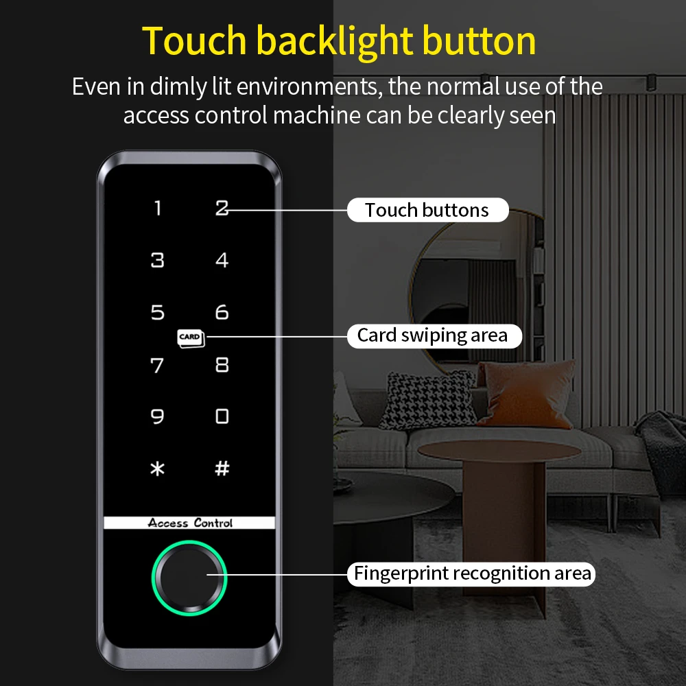 IP66 Waterproof Fingerprint RFID/IC Access Keypad Touch Screen Panel Biometric Standalone Access Control System(Not tuya app)