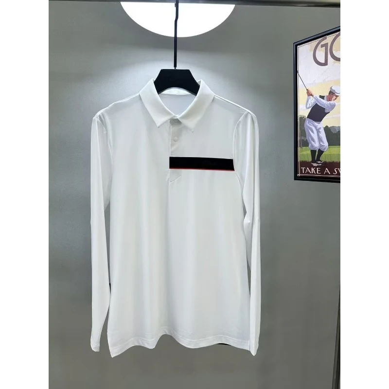 Golf jersey 24 autumn men's lapel elastic quick-drying long-sleeved T-shirt