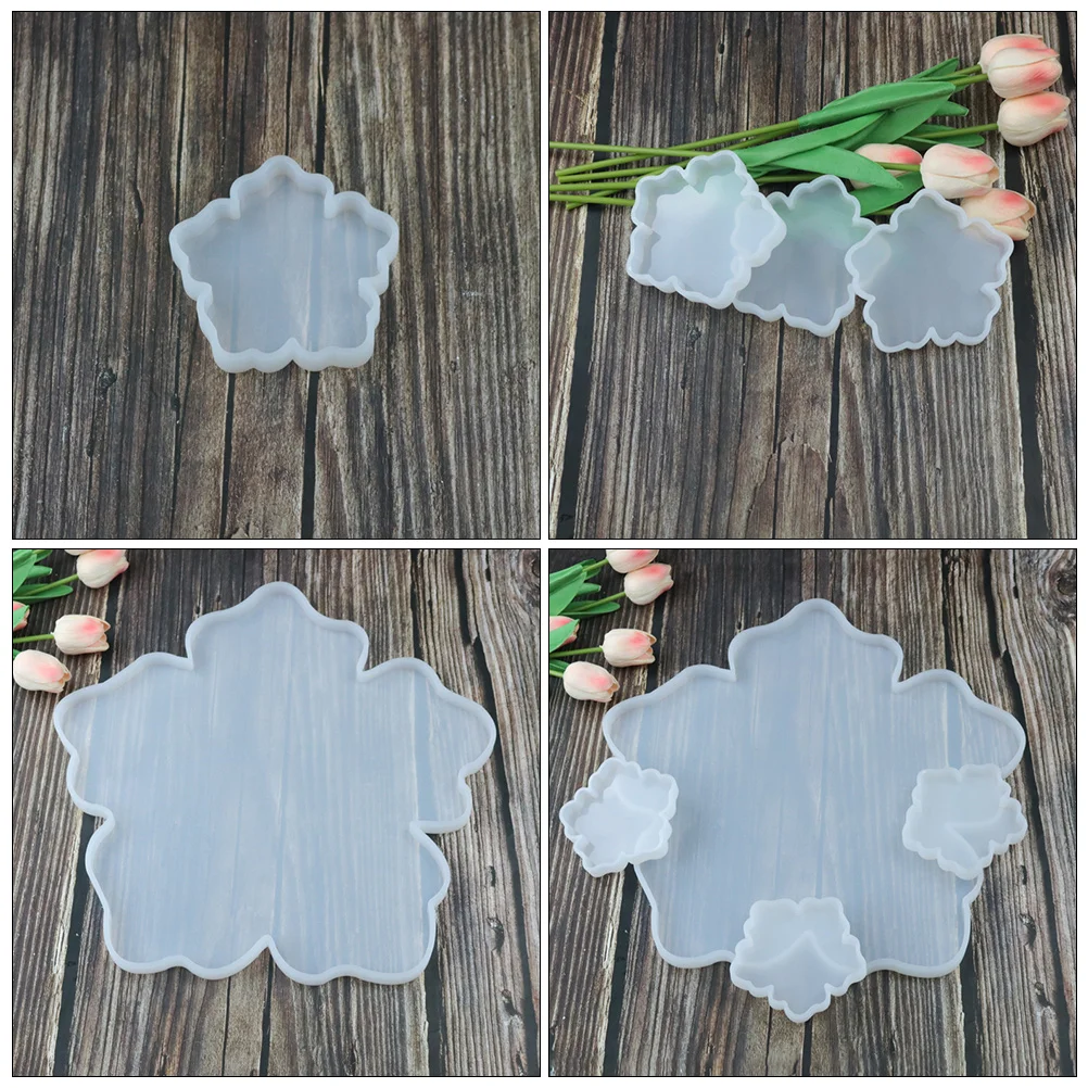 

2 pcs Crystal Epoxy Mold Cup Coasters DIY Silicone Reverse Mould H made Tray Transparent Simple Lightweight Portable Easy Clean