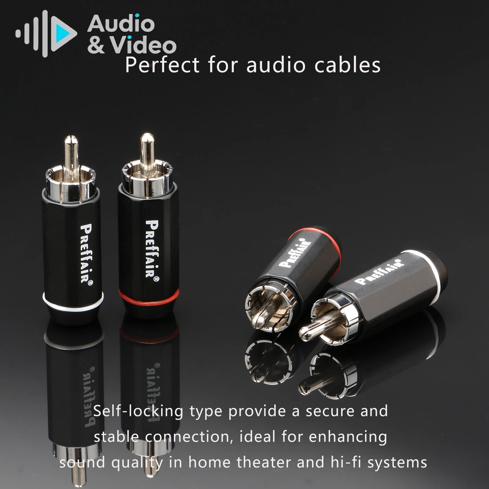 4PCS RCA Connector Gold Plated RCA Plug Locking Non Solder Plug RCA Connector Male Solder Video Terminal