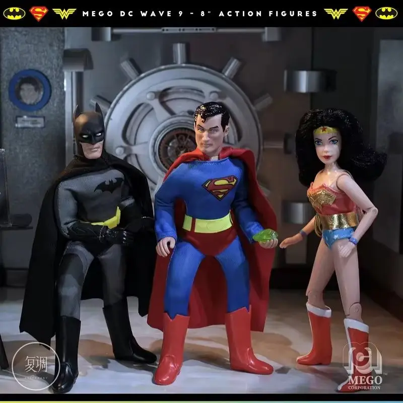 Auf Lager Mego DC Batman Superman Wunder Frau Superheld 8-Zoll-hängende Karte Action figur Modell Spielzeug Geschenke