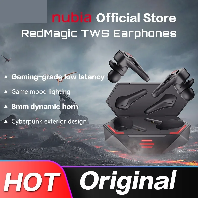 

New TWS Gaming Earphone For Nubia RedMagic 7 7Pro 5G Wireless Bluetooth Redmagic Cyberpods 4-16 hours battery life