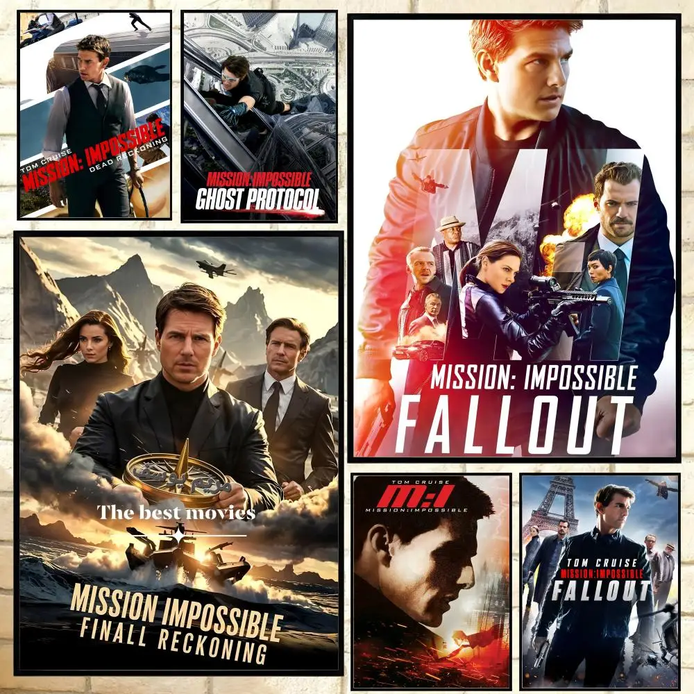Póster imposible de misisión de película clásica, arte de pared impermeable HD versátil, decoración autoadhesiva para cualquier espacio, regalo Ideal