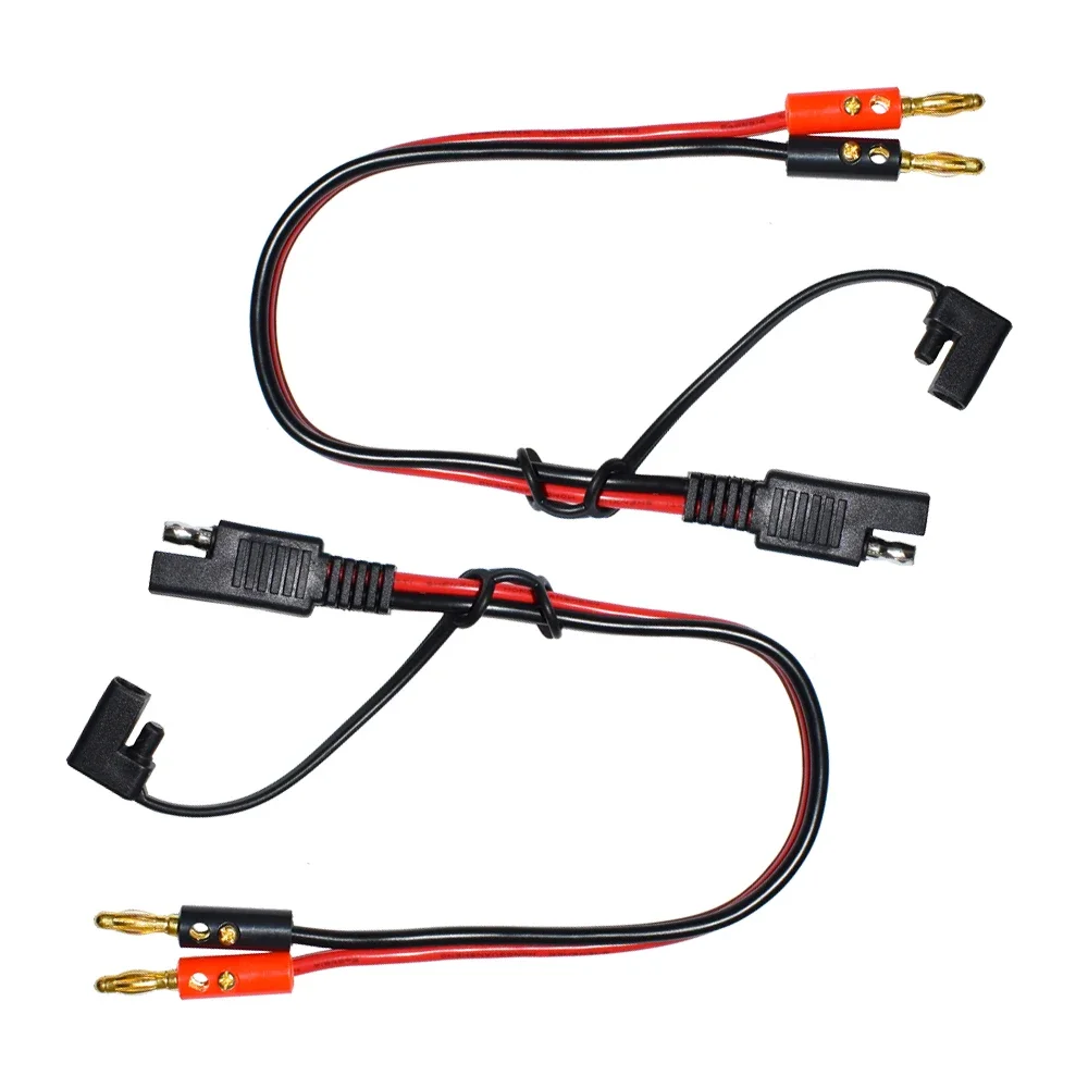 2PCS 14AWG 30cm SAE to 4mm Bullet Banana Plugs Battery Charge Cable for Automobile and Solar Panel Charger Connector Cable