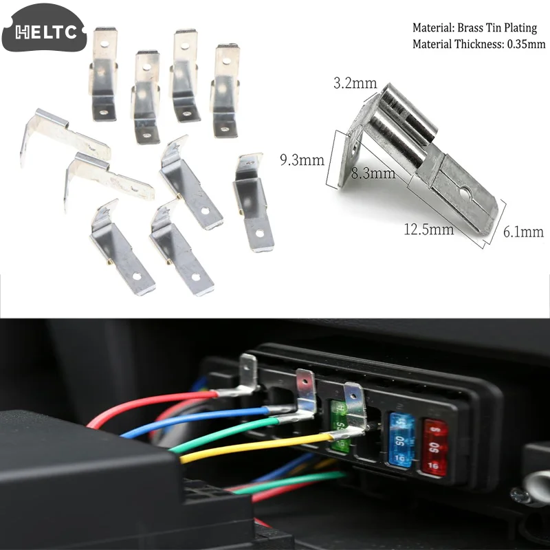 10/20/50PCS 6.3 Mm Double Piggyback Spade Connectors Tin-plated Brass Minimum Voltage Drop Wear And Tear Resistant