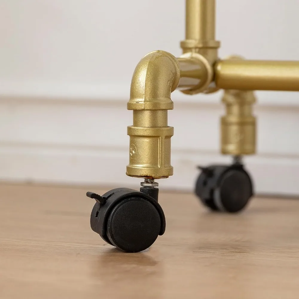 Kids Rolling Clothes Rack with Hooks, Portable Metal Garment Hanger for Children's Room Organization